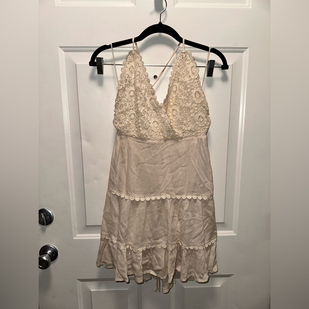 Cream Lace Babydoll Slip Dress